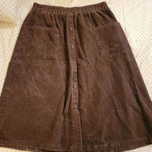 Cozy brown corduroy midi skirt